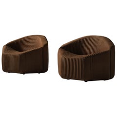 Leather Lounge chairs Model P64 by Giovanni Offredi for Saporiti, Italy 1970s