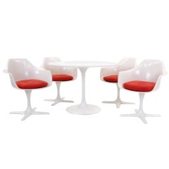 Vintage Tulip Table and Four Armchairs by Burke in the Style of Saarinen for Knoll