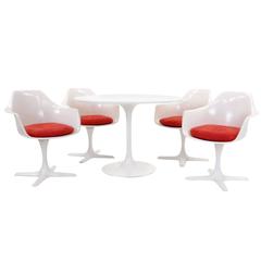 Tulip Table and Four Armchairs by Burke in the Style of Saarinen for Knoll 7