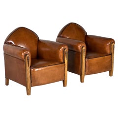 Pair of 1920 Art Deco sheepskin clubchairs