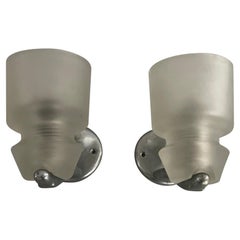 Art Deco Thick Glass Pair of Sconces, 1950s, Italy