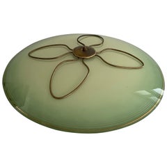 Art Deco Green Glass Ceiling Lamp, 1940s, Germany