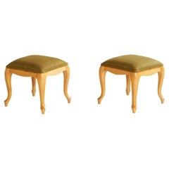 Schwedische Designerin, Hocker, Birke, Stoff, Schweden, 1920er Jahre