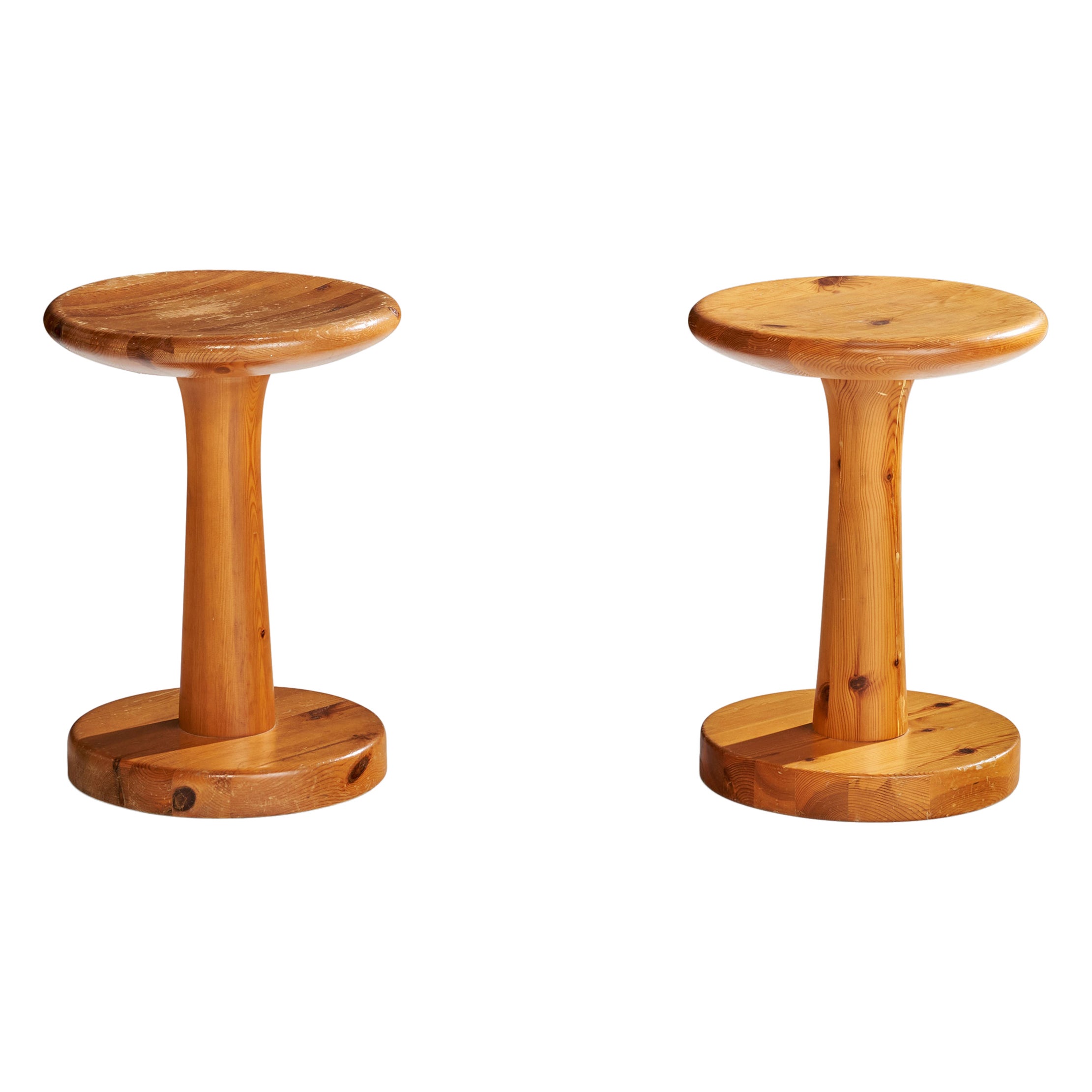 Swedish Designer, Stools, Pine, Sweden, 1970s