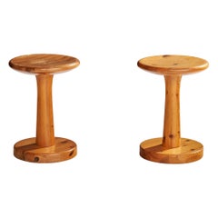 Schwedische Designerin, Hocker, Kiefernholz, Schweden, 1970er Jahre