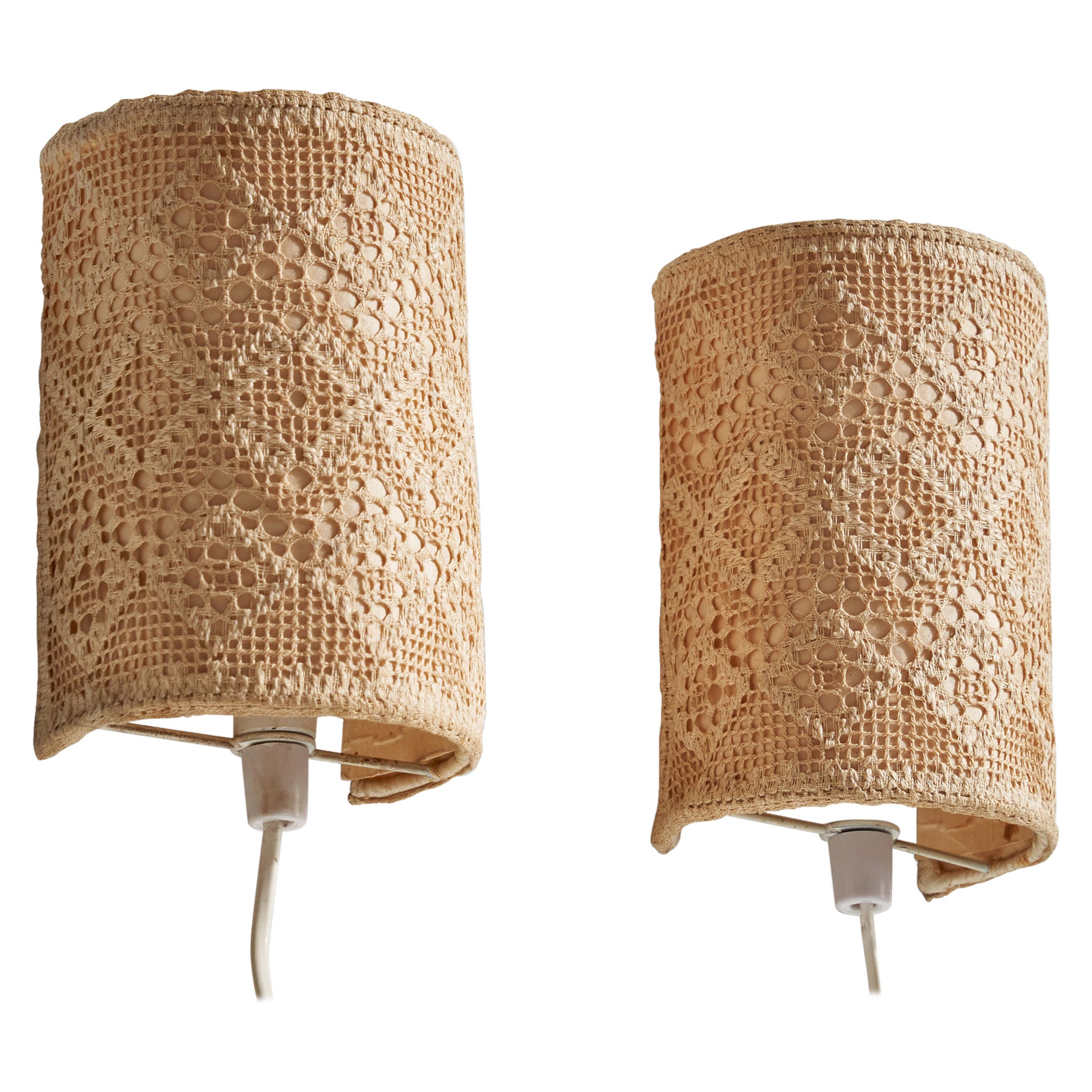 Schwedischer Designer, Wall Lights, Stoff, Schweden, 1960er Jahre