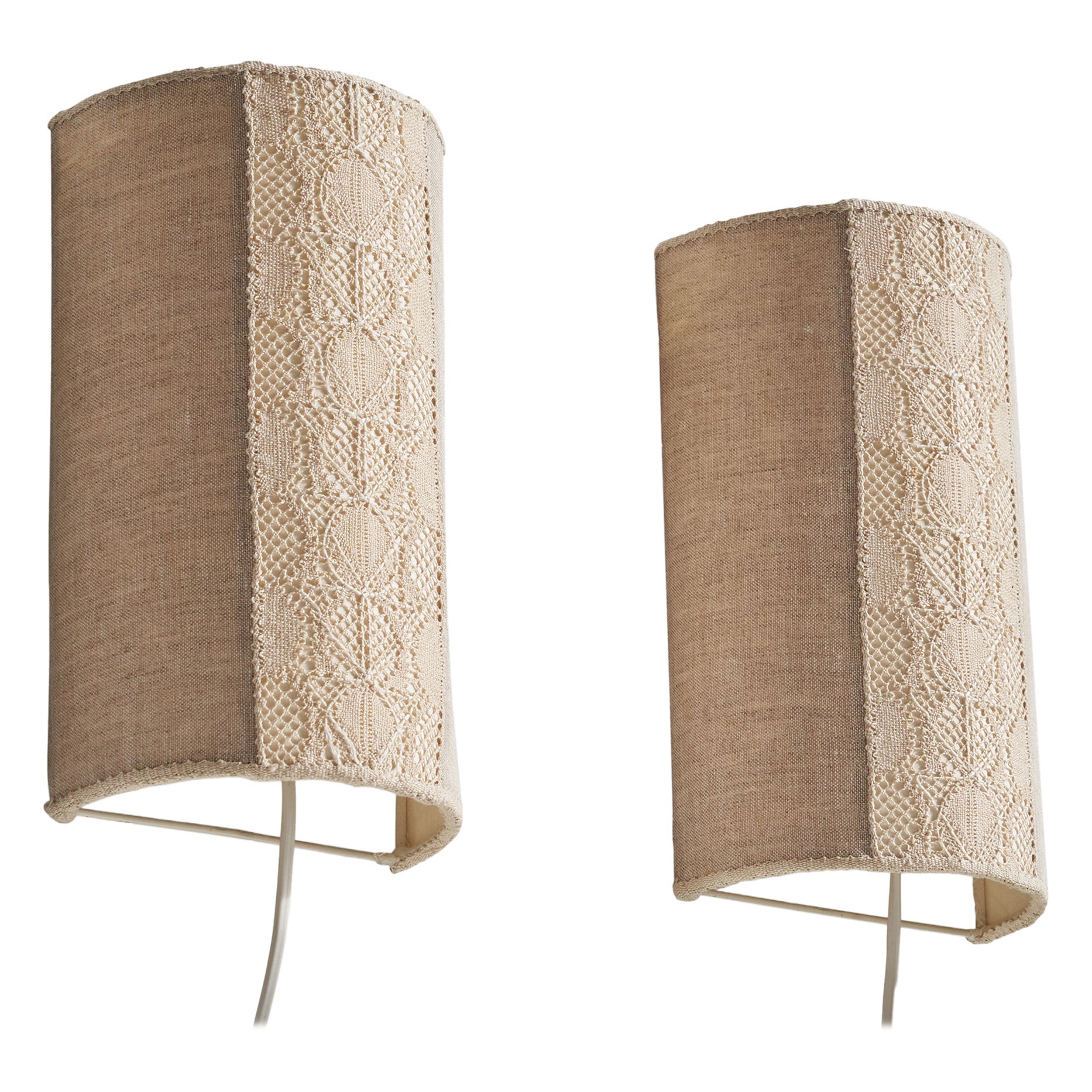 Schwedischer Designer, Wall Lights, Stoff, Schweden, 1960er Jahre