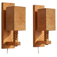 Leif Wikner, Wall Lights, Pine, Sweden, 1970s