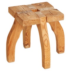 Schwedischer Designer, Hocker, Kiefernholz, Schweden, 1970er Jahre