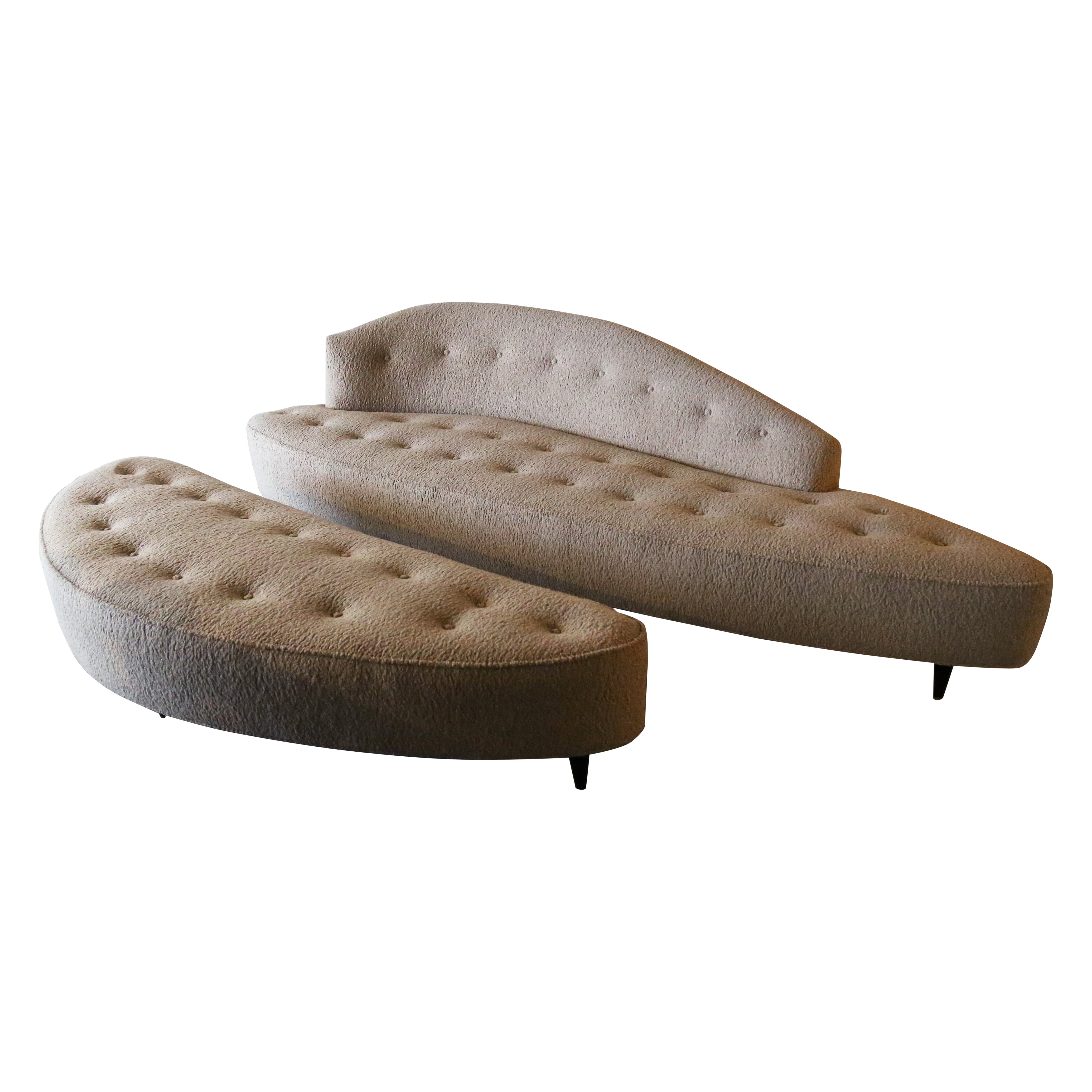 1953 Sherman Bertram Canapé et Ottoman Boucle lourde Greta Grossman