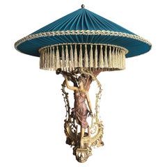 Bronze Barocco Style Table Lamp with Shade, in Stock