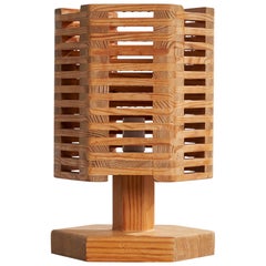 Pelle Snidare, Table Lamp, Pine, Sweden, 1970s