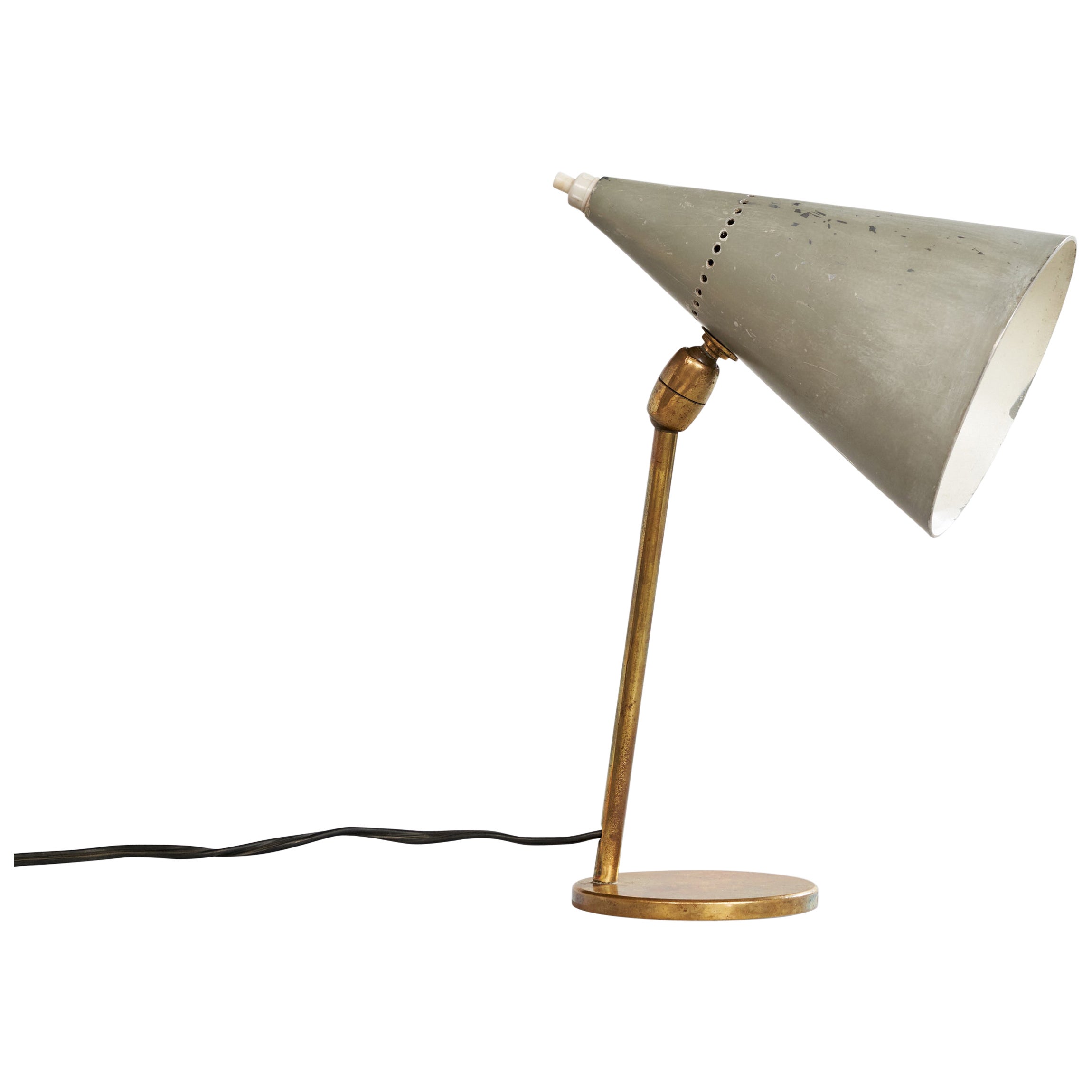Italienische Designerin, Tischlampe, Messing, Metall, Italien, 1950er Jahre