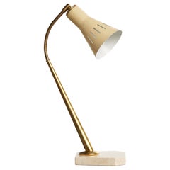 Italian Designer, Table Lamp, Brass, Metal, Marble, Italy, 1950s