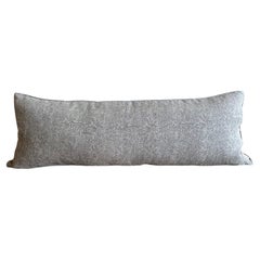 Custom Hand Blocked Marceline Noir Long Lumbar Pillow on Natural Linen