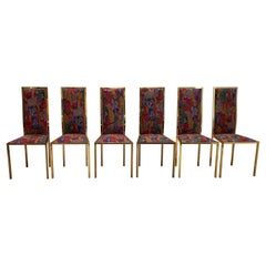 6 x sedie da pranzo in ottone Renato Zevi 1970 in Yves Saint Laurent 80s Hollywood