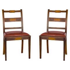Pair Of Baroque Chairs, Straw And Leather, (20th Century)