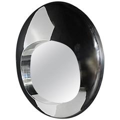 Mid-Century Modern Chrome Ovoid Mirror, in the Manner of Ron Arad