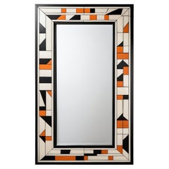 Cube : Black and Pink Wall Mirror Inspired by Cubism, Handcrafted by Artisanal