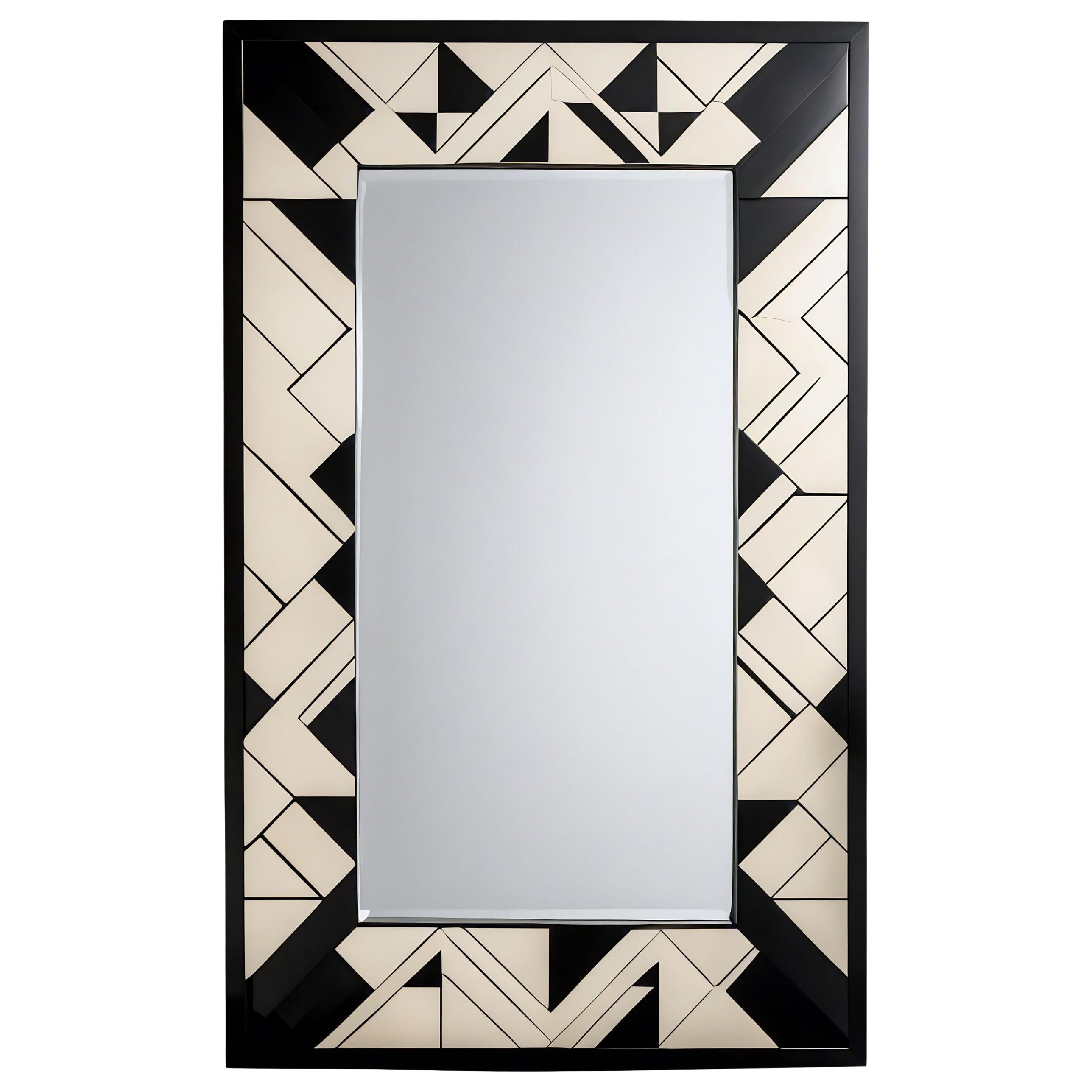 Cube : Miroir mural noir et blanc inspiré du cubisme, fabriqué à la main par des artisans en vente