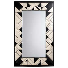 Cube : Black and White Wall Mirror Inspired by Cubism, Handcrafted by Artisanal