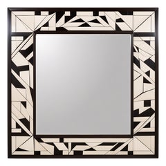 Cubo : Espejo de Pared Blanco y Negro Inspirado en el Cubismo, Hecho a Mano por Artesanos