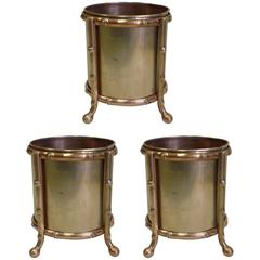 Three Solid Bronze Faux Bamboo Waste Baskets / Umbrella Stands by Maison Baguès 1