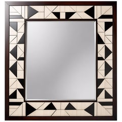 Cube : Black and White Wall Mirror Inspired by Cubism, Handcrafted by Artisanal