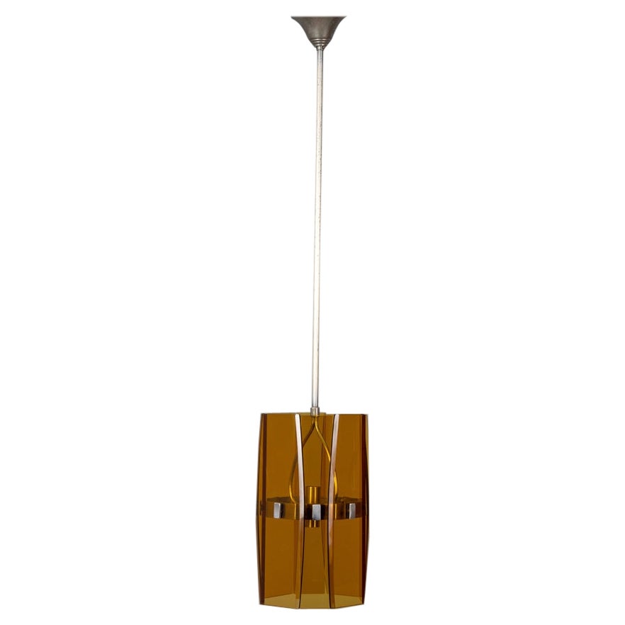 Lampadario vintage anni 60 in vetro ambrato design Italiano
