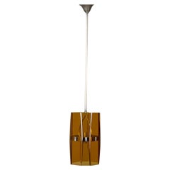 Lampadario vintage anni 60 in vetro ambrato design Italiano