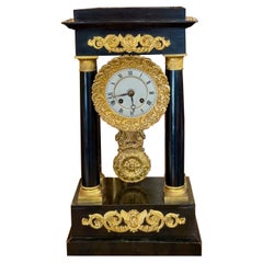 19th Century French Empire Style Black Marble and Gilt Bronze Mantel Clock