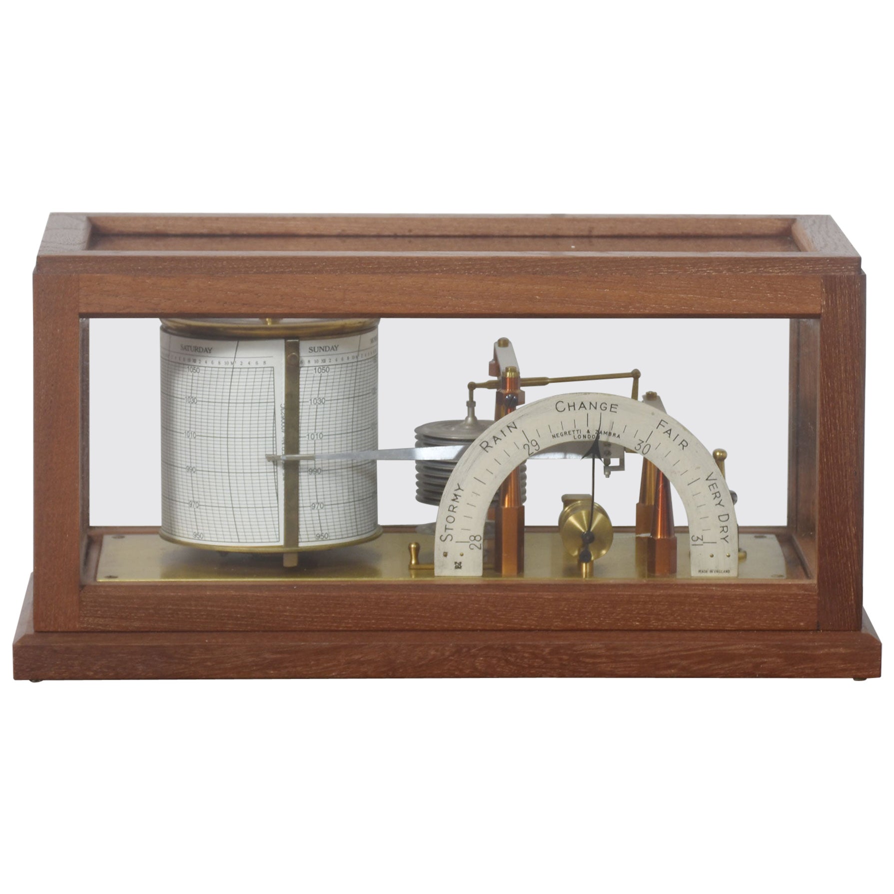 Mahogany cased barograph and barometer by Negretti & Zambra