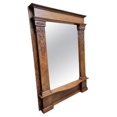 Antique Victorian Quarter-Sawn Oak Salvaged Console Pier Mirror