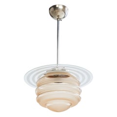 Swedish Designer, Pendant Light, Chrome, Glass, Sweden, 1930s