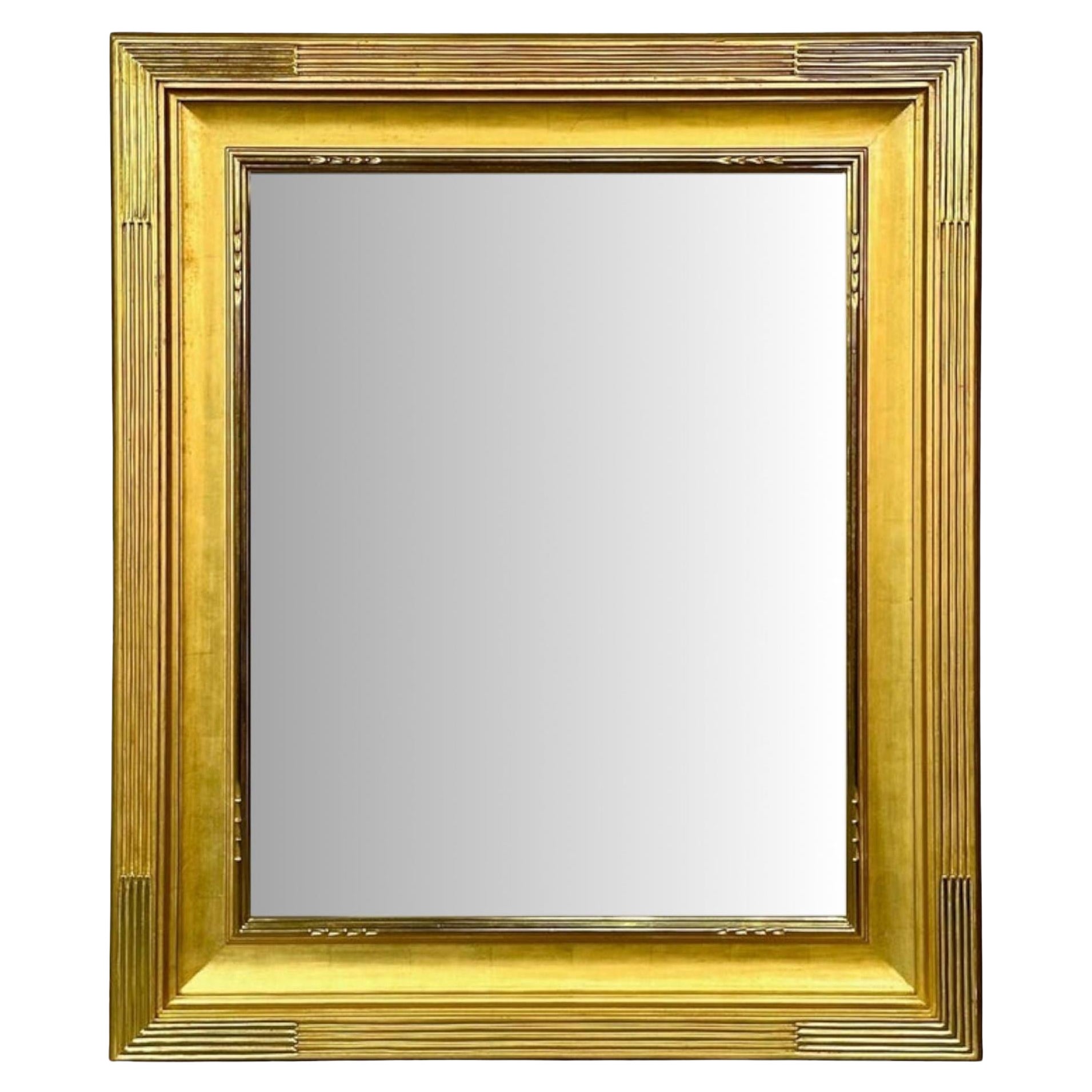 Miroir mural rectangulaire Hollywood Regency, bois doré sculpté et doré à l'eau doré, 21e siècle