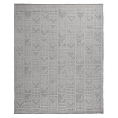 Scandinavian Inspired Geometric Gray Wool Pile Rug