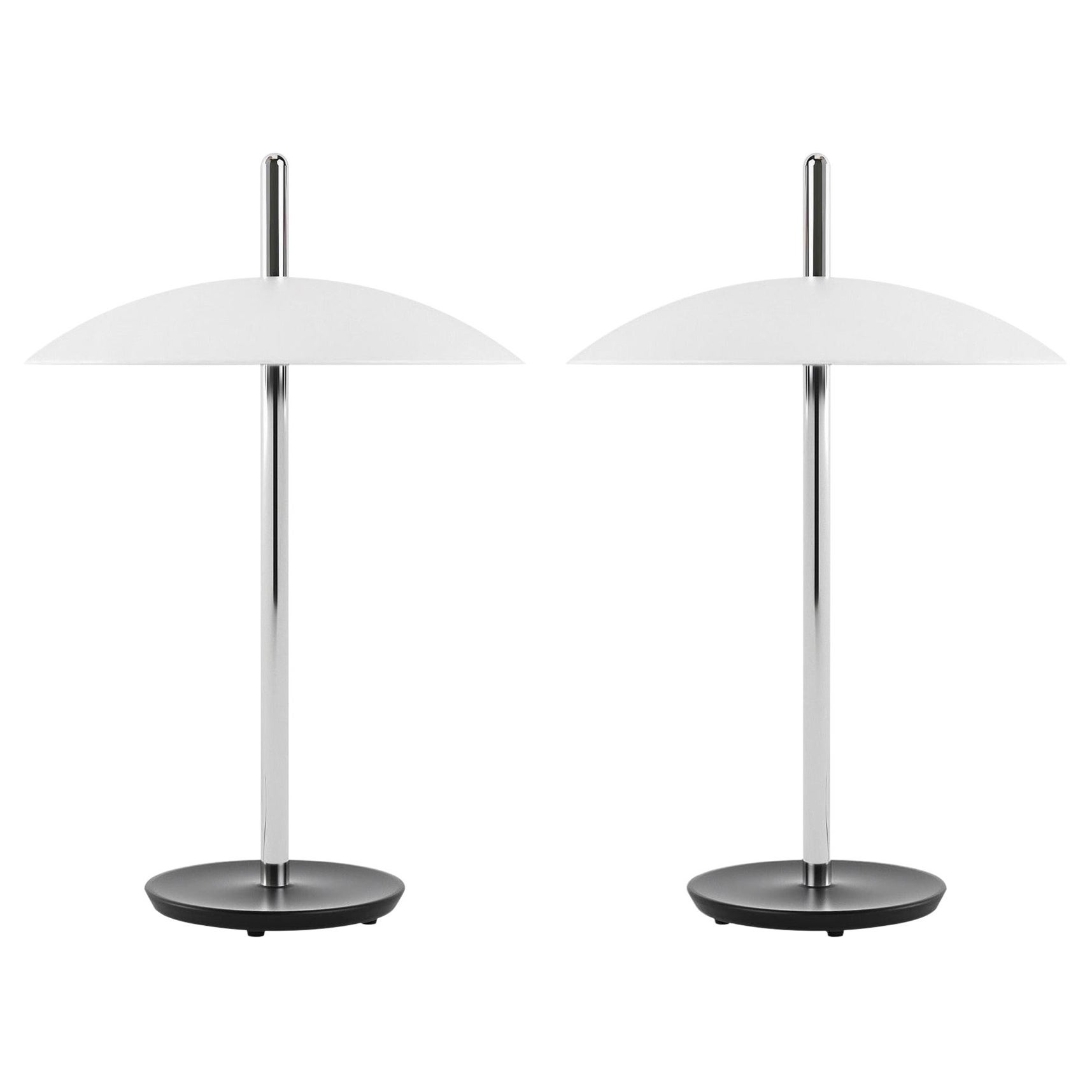 Pair of Signal Table Light from Souda, White x Nickel, Made to Order