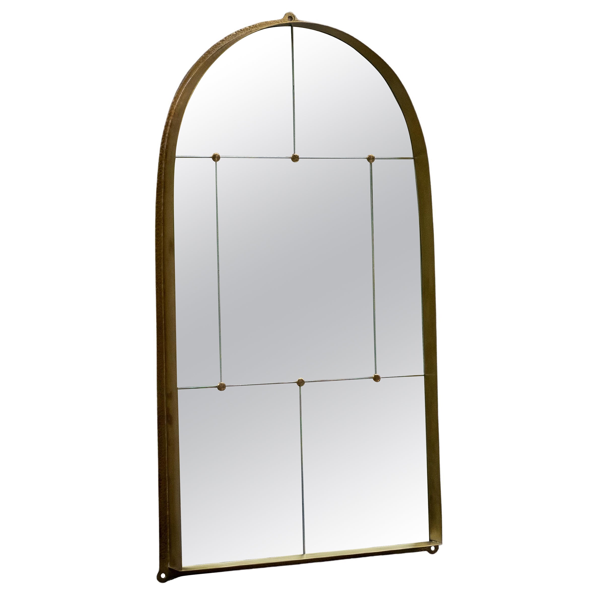 Segmented Mirror by Jordan Hufnagel with arched brass frame