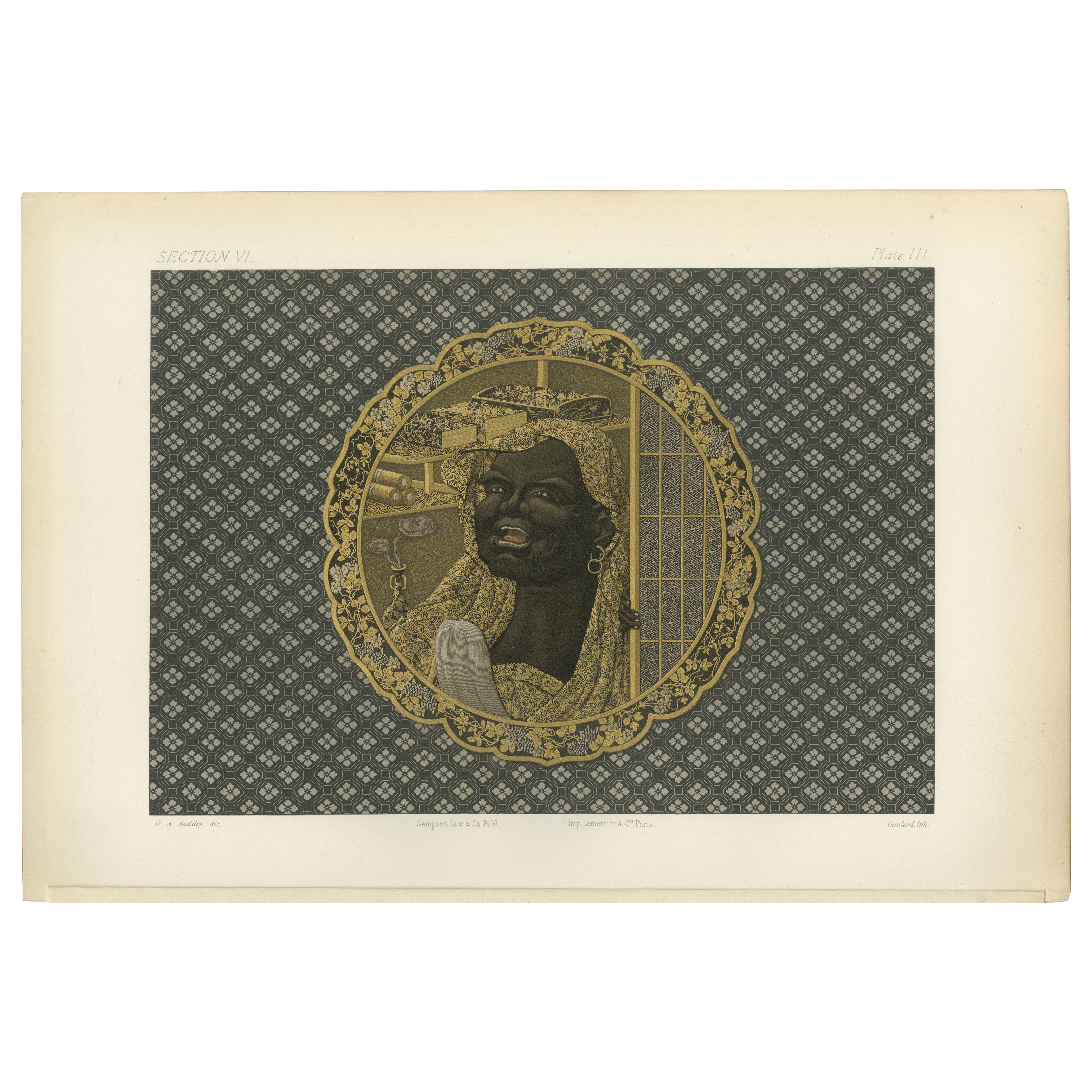 Porträt im goldenen Rahmen - aus Audsley's Decorative Collection, 1884
