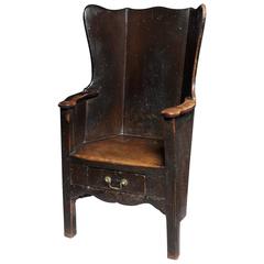 Large 19th Century English Shepherd's Wing Chair