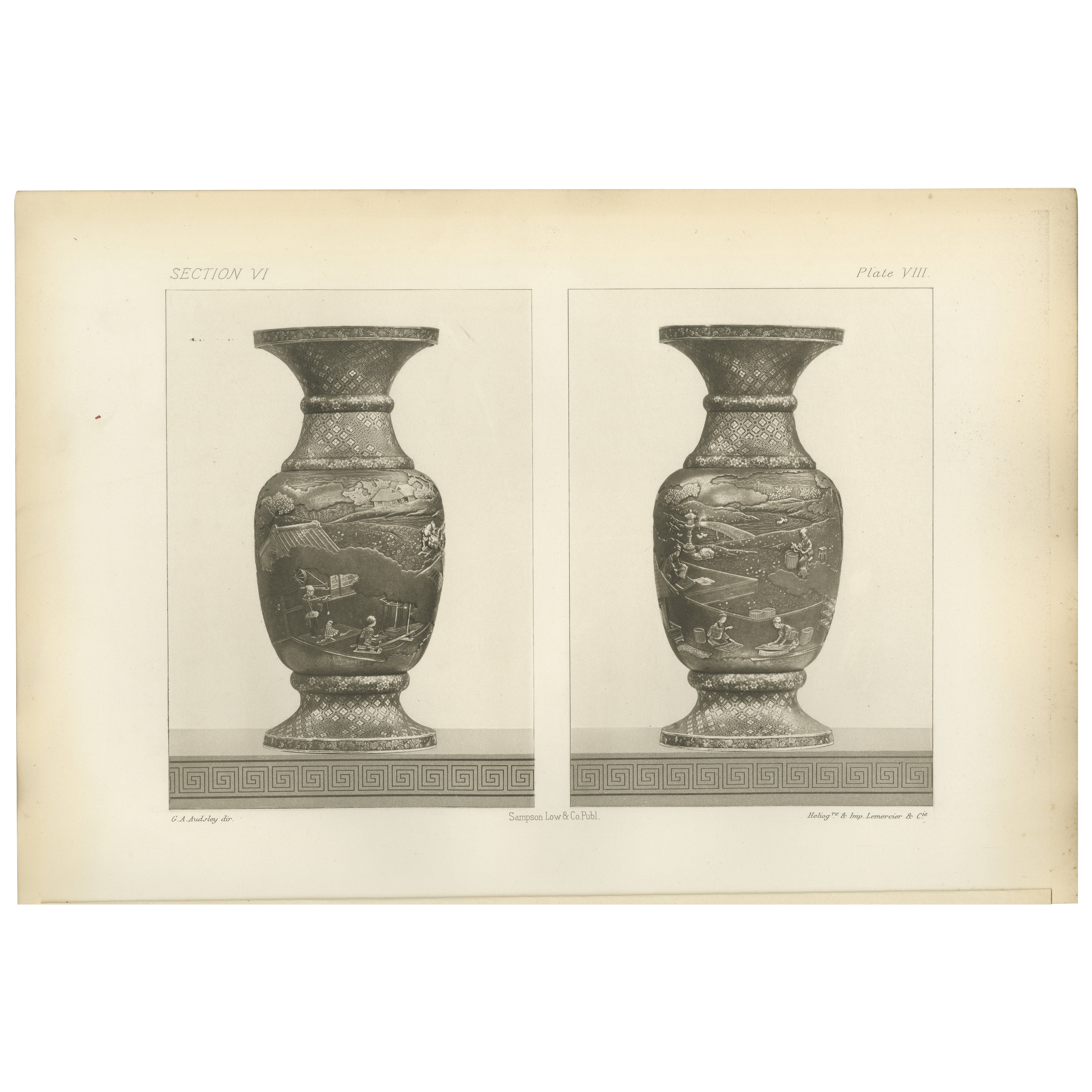 Decorative Landscape Vases – Heliograph from Audsley’s Japanese Art, 1884