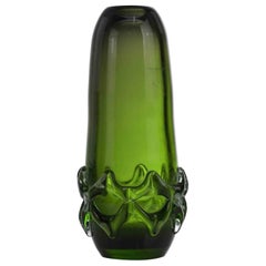 Vintage Green Glass Vase, italy, 1970s