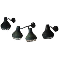 Set of three copper wall lights by Hans Bergström, Ateljé Lyktan, Sweden, 1940s