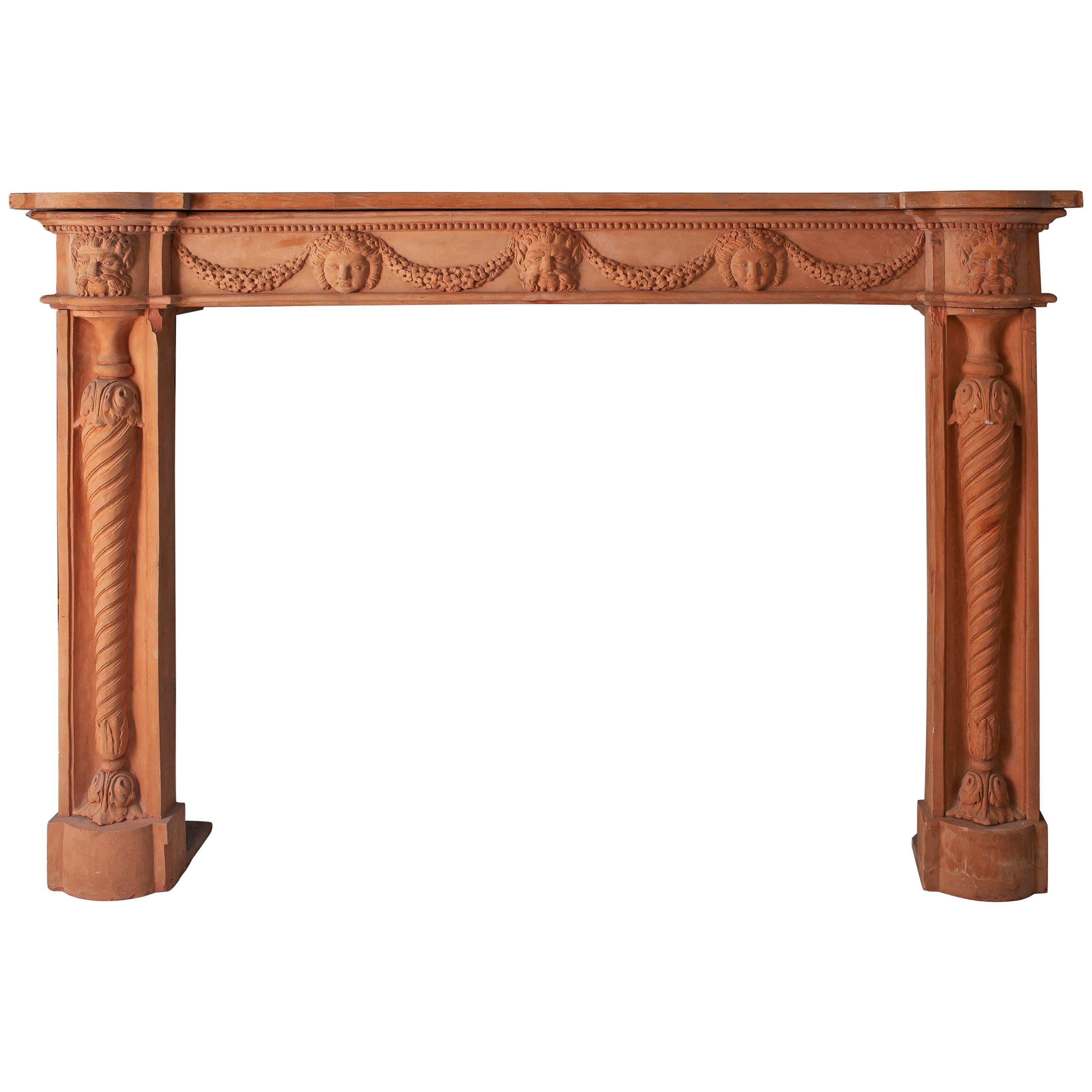 Louis XVI Style Terracotta Fireplace, 19th Century For Sale