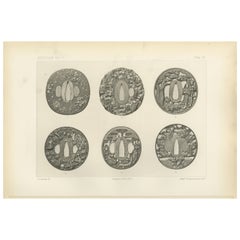 Antique Intricate Japanese Sword Guards – Heliograph from Audsley’s Japanese Art, 1884