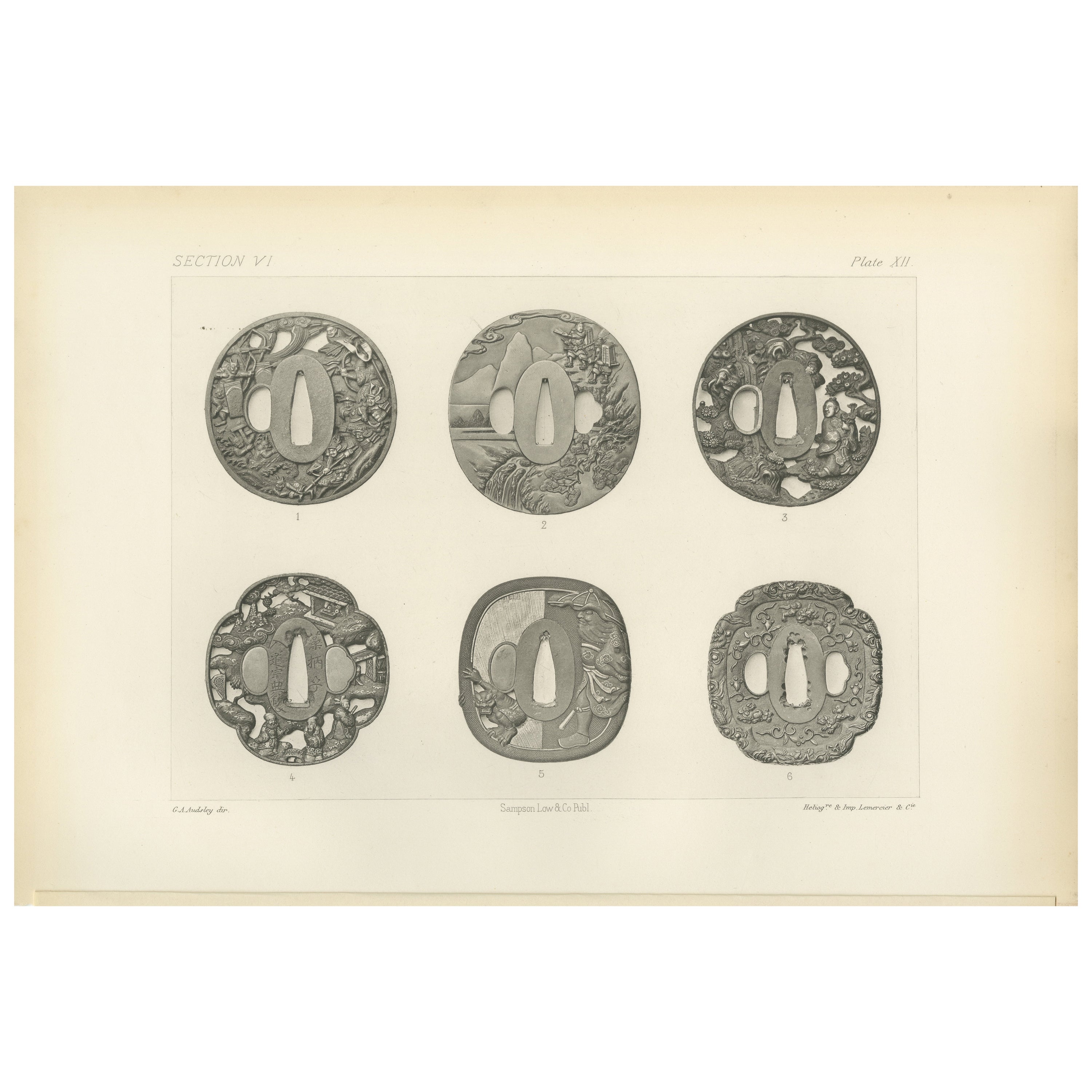 Exquisita Tsuba Japonesa (Guardaespadas) - Arte Decorativo de Audsley, 1884