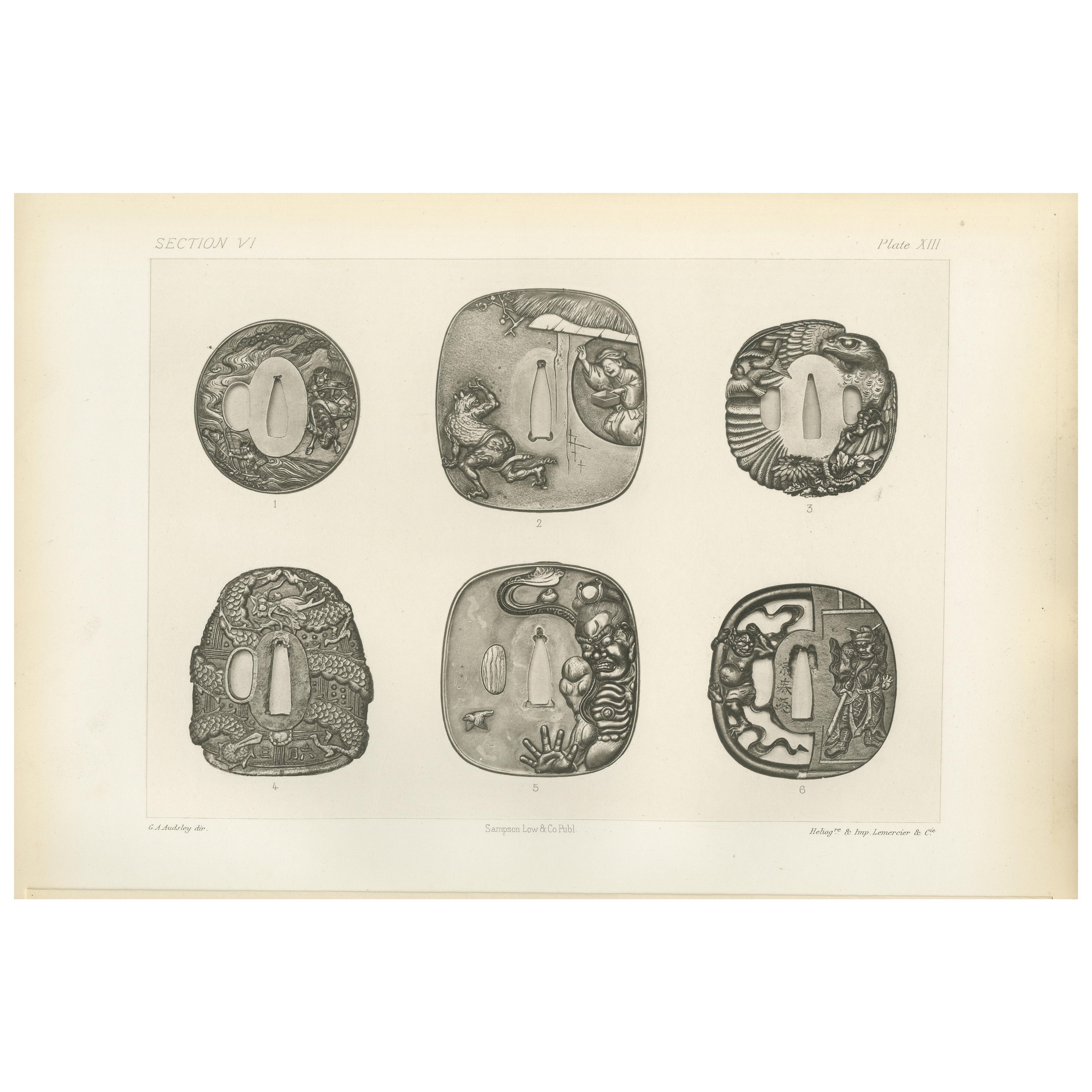 Diseños Míticos y Narrativos de Tsuba Japoneses (Guardias Espada) - por Audsley, 1884