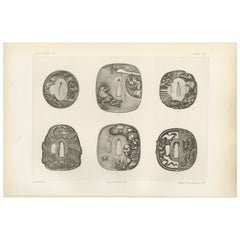 Antique Mythical and Narrative Japanese Tsuba Designs (Sword Guards) – by Audsley, 1884