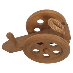 Wood and Rope Bottle Holder Representing a Cannon. French work by Audoux Minet