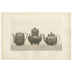 Ornate Asian Teapots and Kettles – Heliographic Artwork by Audsley 1884